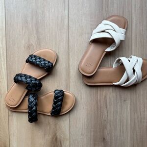 Women's Black and White Braided Sandals